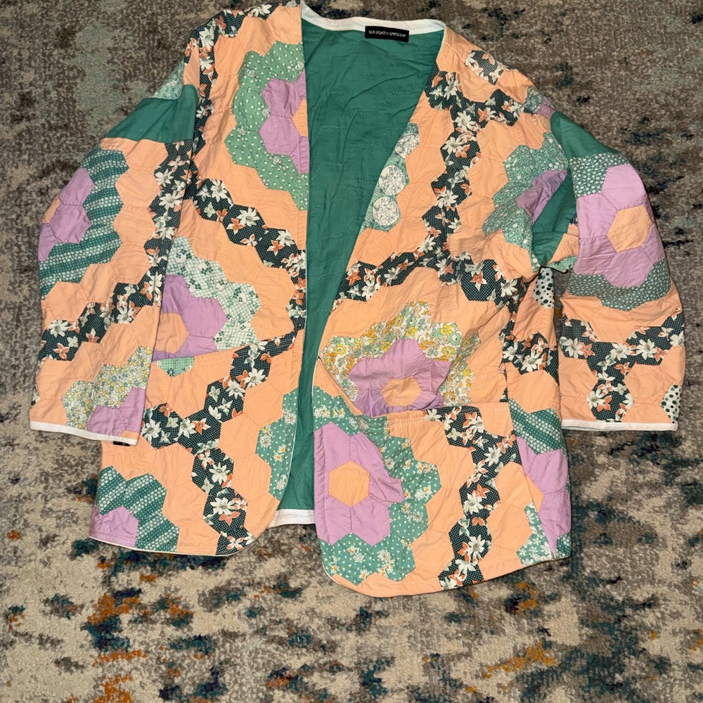 Peach Floral Patchwork Quilted Jacket - image 2